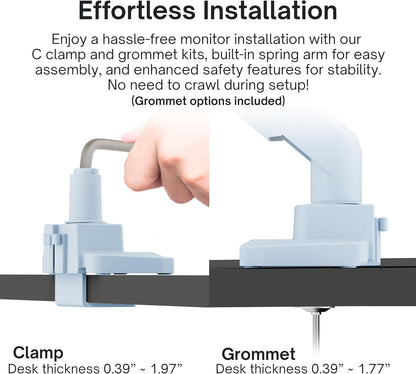 Pixio PS1S Wave Blue Single Monitor Arm Stand Desk Mount - Fits up to 32 inches Monitors and up to 19.8lbs. VESA Compatibility and Integrated Cable Management