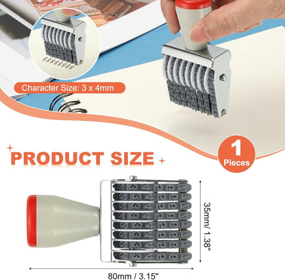 PATIKIL 8 Digit Number Roller Stamp, Adjustable Rubber Stamp Changeable Numerical Symbol Office Date for Business Creative Price Tag