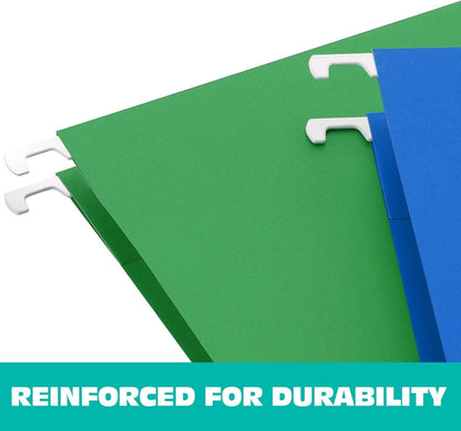 HERKKA Extra Capacity Hanging File Folders, 60 Pack Reinforced Letter Size Hanging Folders with Heavy Duty 1 Inch Expansion, Designed for Bulky Files, Medical Charts, Adjustable Tabs, Assorted Colors
