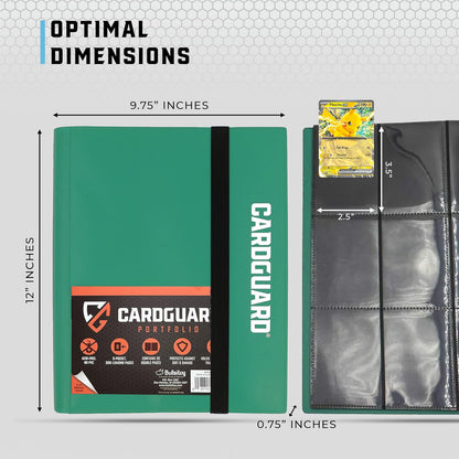 Trading Card Binder Pro-Folio – 9 Pocket Binder - Side-Loading Album, Durable & Acid-Free Storage for Pokémon, YuGiOh, MTG, TCG, Game & Sports Cards, Dark Green
