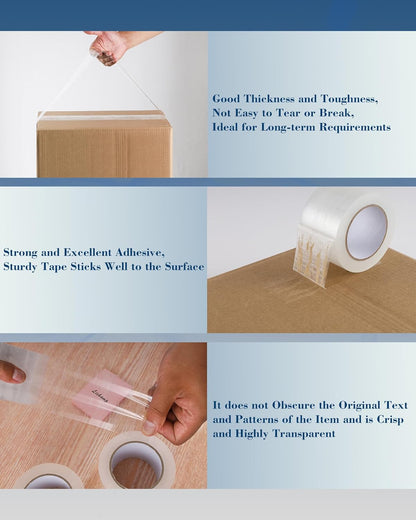 Lichamp Heavy Duty Packing Tape 6 Rolls, Wide Packaging, 3 in. x 90 Yd., 3 Mil Thick, Clear, Commercial Grade Carton Packaging Tape Refills, Shipping, Mailing, Moving Supplies & Storage