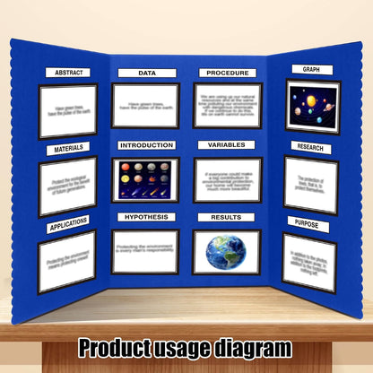 Paterr Trifold Poster Board with Storage Bag, Hook and Loop Fabric, Foldable 3 Panel Presentation Board for Science Fair and Exhibitions(Dark Blue,72 x 36 Inch)