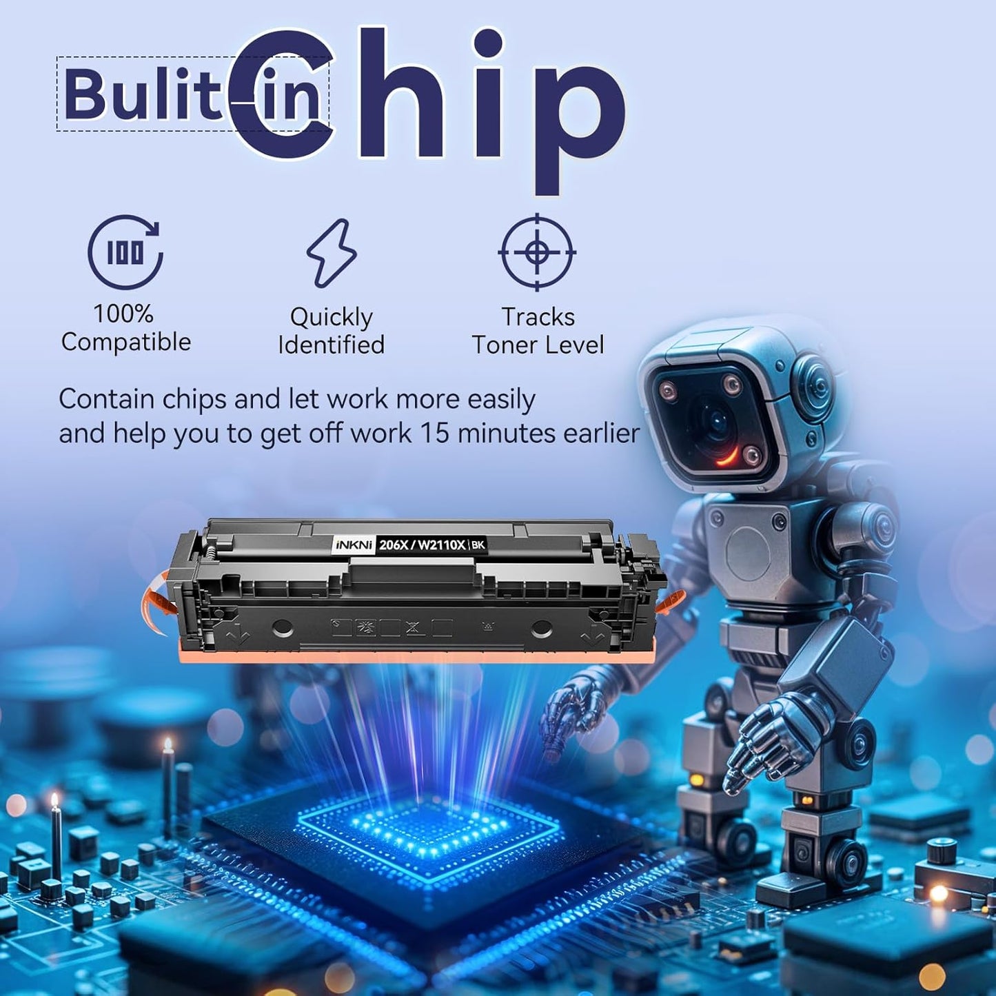 206X Toner Cartridges 4 Pack High Yield - with Chip Compatible Replacement for HP 206X 206A for Color Laserjet Pro MFP M283fdw M283cdw M283fdn M282nw Pro M255dw M255nw Ink Cartridges W2110X W2110A