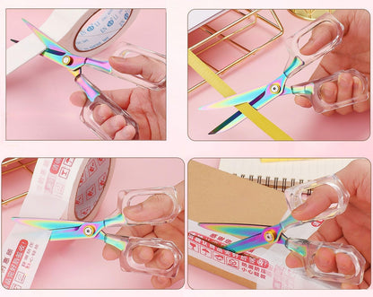 Jasni 6.5 inch Transparent office School scissors Comfort-Grip stainless steel Sharp student handmade household rust resistant non adhesive Craft Sewing scissors (6.5 Inch)