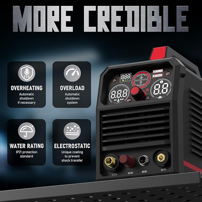 YESWELDER CUT-55DS PLUS Plasma Cutter, 55Amp Non-Touch Pilot Arc Air Power, 2-In-1 Plate Cutting/Grid Cutting Large Digital Display 110/220V Dual Voltage IGBT Inverter Plasma Cutting Machine