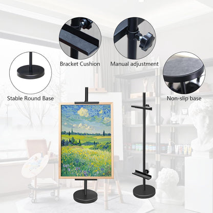 Adjustable Tabletop Easel Stand, Metal Easels for Display, Picture Stands for Display, Heavy Duty Round Base, Larger Non-slip Pads, for Picture, Artwork, Photos,Signs (30in)