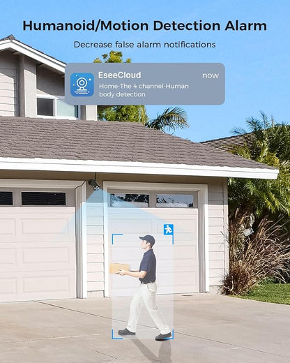 Hiseeu Wireless Security Camera Outdoor, 16CH 5MP WiFi Pro 8-Camera Kit, Wireless Security Camera System, Black Home Safety System, Need Plug-in,Motion, IP66, 3TB Storage, No Monthly Fees