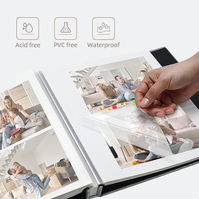 Vienrose Large Photo Album Self Adhesive for 4x6 5x7 8x10 Pictures Scrapbook Album DIY Scrap Book 40 Sticky Pages with A Metallic Pen