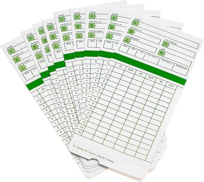 Zzrywuty All Pay Periods, 300 Count Time Cards for Hn3000, 2-Sided, 3 3/8" x 7 3/8", Green