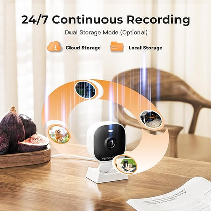 2K Cameras for Home Security,Indoor/Outdoor for Baby/Elder/Pet Monitoring with Phone app,Wired Plug&Play,Color Night Vision,2-Way Audio&24/7 Recording ,Support 128G Card Storage ( Not Included)