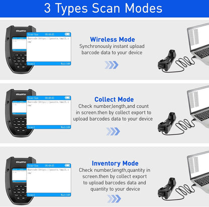 Inventory Scanner Wireless, Onewscan Barcode Scanner with Charging Base 1D Read Screen Data Collector Data Terminal 2.4G Wireless & USB Connection Bar Code Scanners with 2" LCD Screen
