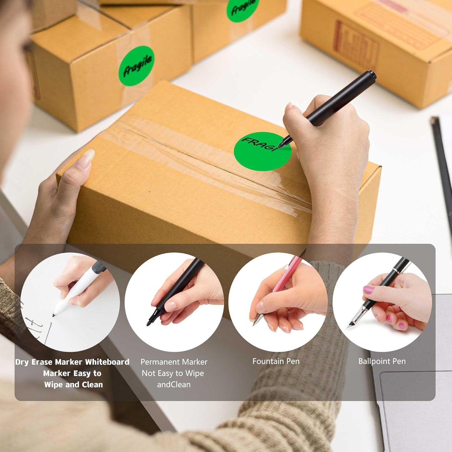 PARLAIM 2 inch Round Color-Code Dot Sticker Labels, 4 Rolls 2000 Adhesive Label Pack in Dispenser Box, Green