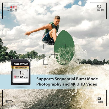 【5-Years Data Recovery】 GIGASTONE 1TB SD Card with USB Type C Card Reader, 4K Camera Pro, A1 V30 U3 SDXC Memory Card Compatible with Canon Digital Camera, with 1 Mini case