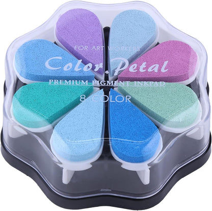 Petal Ink Pads for Rubber Stamps Waterdrop Shaped Stamp Pads with 8 Assorted Colors (Set 1005)
