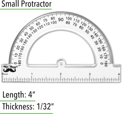 Mr. Pen- Small Protractor, 4 Inch, Pack of 3, Protractor Ruler, Drafting Tools, Math Geometry, School Supplies
