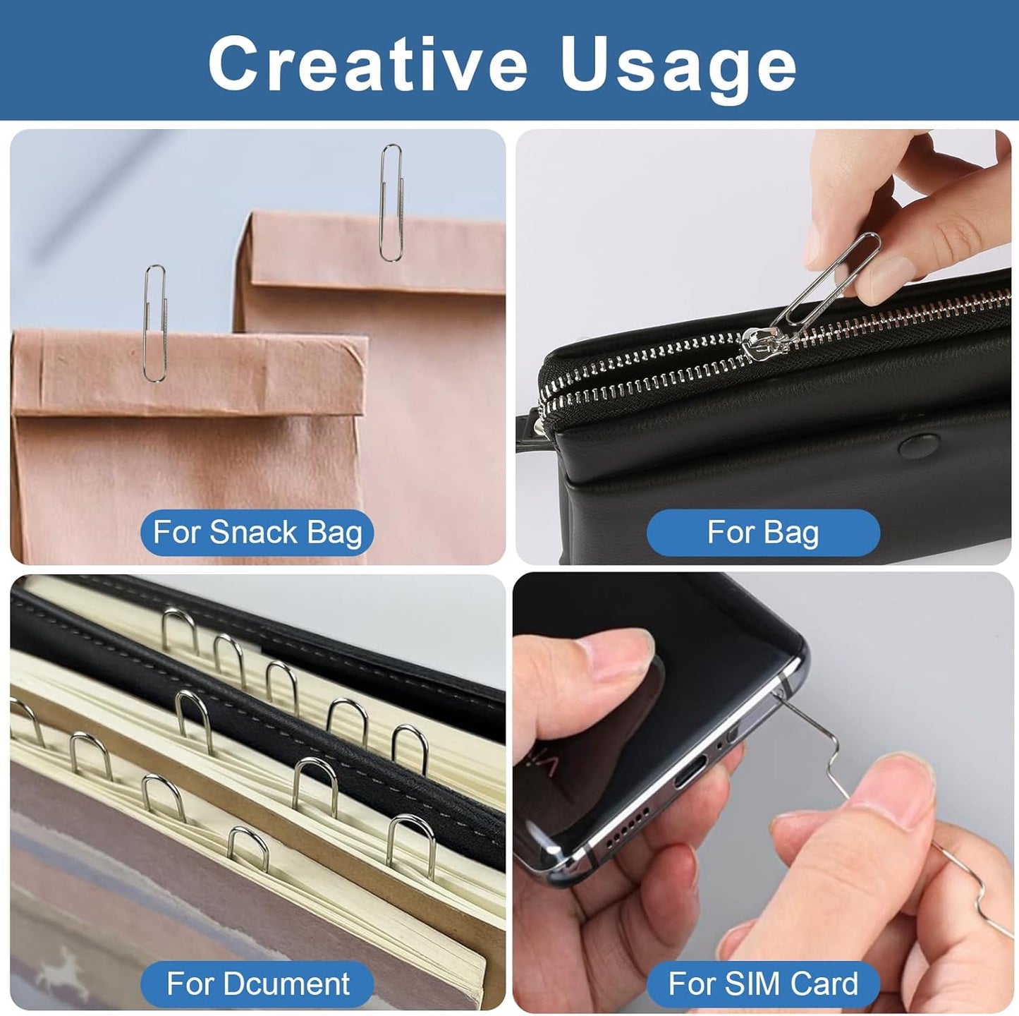 Large Paper Clips Non-Skid, 2 Inch Jumbo PaperClips, 300 Pcs Metal Paper Clips Large,Paperclips Non-Skid Clips for Office&School Supplies.