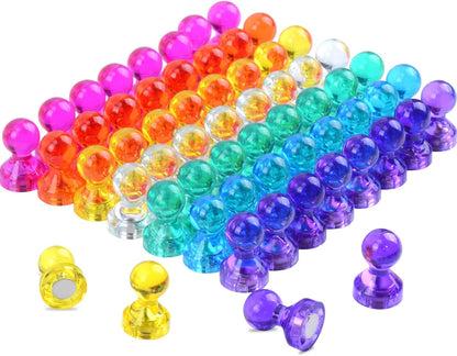 60Pcs Push Pin Magnets, Small Strong Refrigerator Magnets for Whiteboard, Funny Cute Decorative Fridge Magnet, for Locker School Classroom Calendar Kitchen Office Dry Erase Board Map Magnetic Push Pin