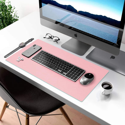 Aothia Double-Sided PU Leather Desk Pad - Non-Slip Large Mouse Pad & Desk Mat for Office, Home - Waterproof, Easy to Clean, Durable Dual-Sided Surface (23.6"x13.7", Pink)