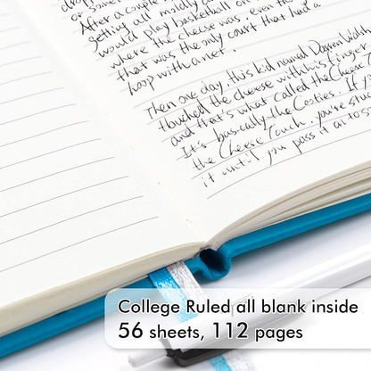 feela 6 Pack Pocket Mini Notebooks Bulk, Small Cute Memo Notepads Hardcover College Ruled Lined Journals with Pen Holder for School Business Work, with 6 Black Pens, 3.5”x 5.5”, A6, Teal