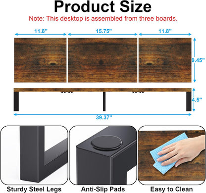 Zimilar Dual Monitor Stand Riser, Large Monitor Stand for Desk, Wood Monitor Riser with Storage Organizer for Home Office, Monitor Stands for 2 Monitors, Desktop Wooden Monitor Riser for Computer