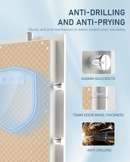 【𝐔𝐒 𝐒𝐓𝐎𝐂𝐊】TIGERKING 5.9 Cubic Feet Extra Large Heavy Duty Safe Box, Big Home Safe with Double Safety Key Lock and Separate Lock Box, Digital safe with 2 Removable Shelf for Home Hotel Office