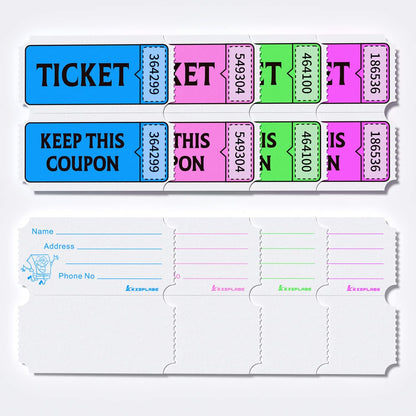 Fluorescence Raffle Tickets Double Roll 2000 Tickets Neon Blue 50/50 Tickets for Events, Entry, Class Reward, Fundraiser & Prizes