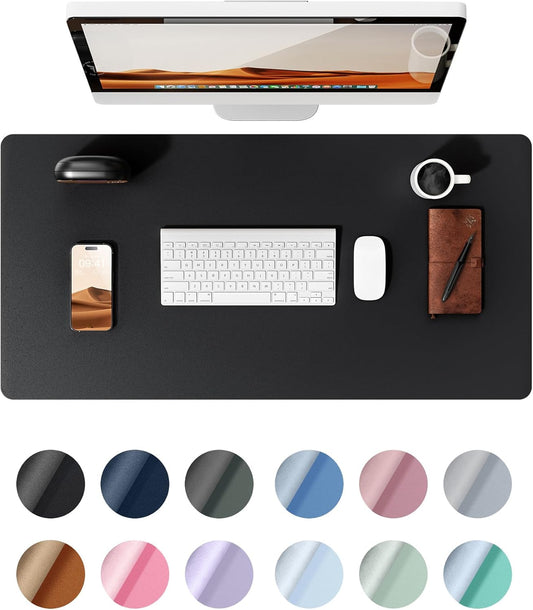 YSAGi Leather Desk Protector, Office Mat, Large Mouse Mat, Non-Slip PU Leather Blotter, Laptop Desk Mat, Waterproof Writing Pad for Office and Home (Black, 31.5" x 15.8")