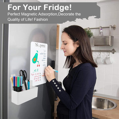 Magnetic Pen Holder,3 Compartments Magnetic Dry Erase Marker Holder,Extra Strong Magnet Storage Marker Pen Pencil Organizer for Refrigerator,Whiteboard,Locker Accessories(Long Style)