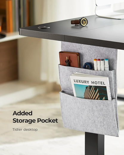 Marsail Electric Adjustable Height Standing Desk with Storage Bag, 48 * 24" Sit Stand Up Desk for Home Office,Computer Gaming Workstation, 4 Memory Height Settings,Cable Manager, and Headphone Hook