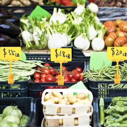 Coobbar Clip-On Sign Holder,20 Pack Merchandise Sign Clips Sign Holder Clips Pop Label Clips Retail Merchandise Rack Sign Double Display Clip Sign Holding Clamp,Price Tag Display (Yellow)