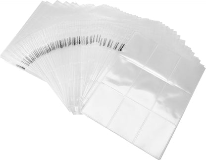 Amazon Basics 9-Sleeve Trading Card Protectors Binder Sheet, Transparent, 100 Pack