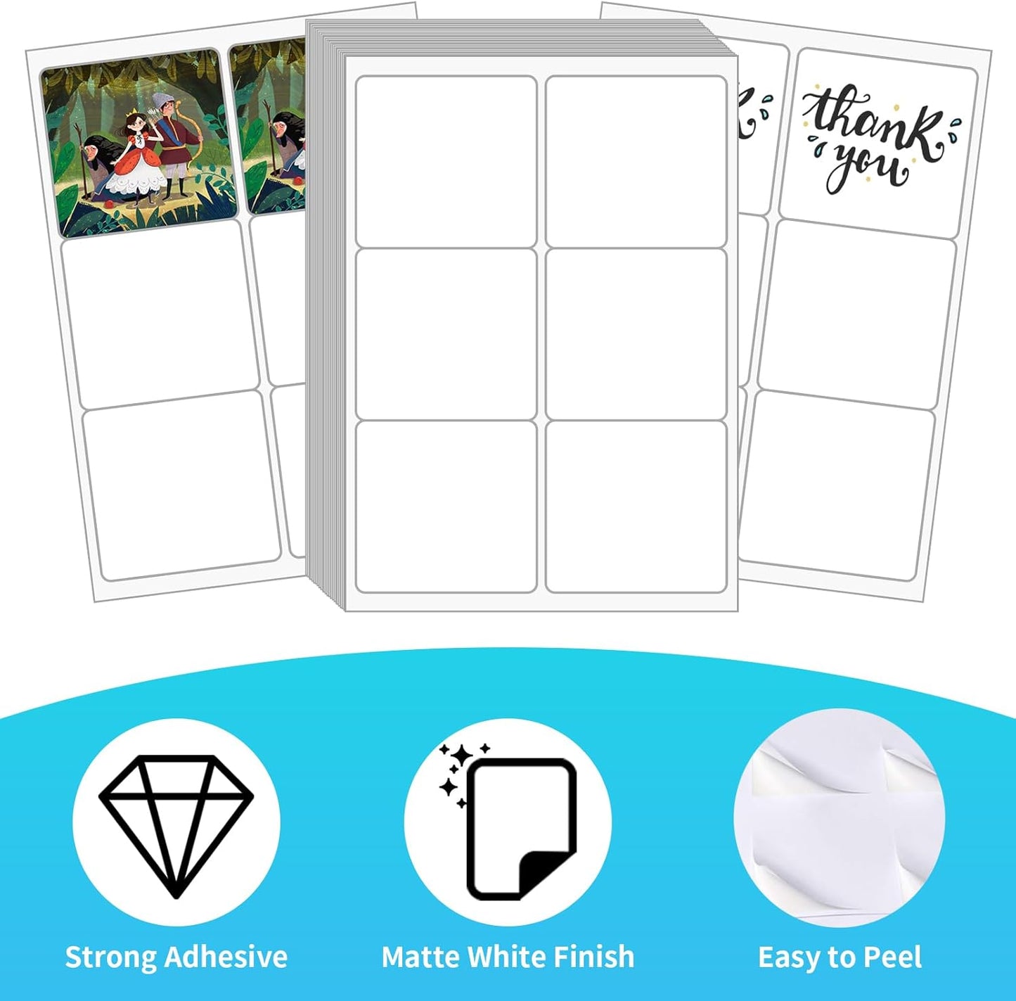 FungLam Printable Sticker Paper, 3-1/3" x 4" Shipping Address Labels 180 Blank Mailing Labels for Laser & Inkjet Printers, 6 per Page Label Stickers, 30 Sheets