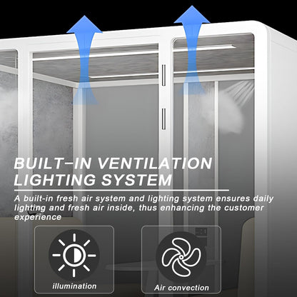 Office Sound Booth with Audio Privacy - Removable Soundproof Booth Includes White with Rounded Corners,Soundproof Room with Light,Fans, Socket for Negotiation Room,Study(78.74IN×70.86IN)