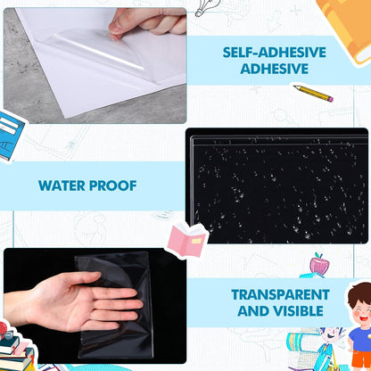 Outus Self Adhesive Shop Ticket Holders Clear Plastic Sleeves Adhesive Pockets Work Order Job Ticket Holders for Home Office Posting Signs(6 x 4 Inch,60 Pcs)