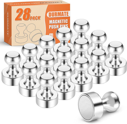 Strong Whiteboard Magnets, Silver Heavy Duty Fridge Magnets, Cute Magnetic White Board Set, Magnetic Dry Erase Board for Kitchen Decor and Accessories, Bulletin Board, Desk Decor, 28 Pack