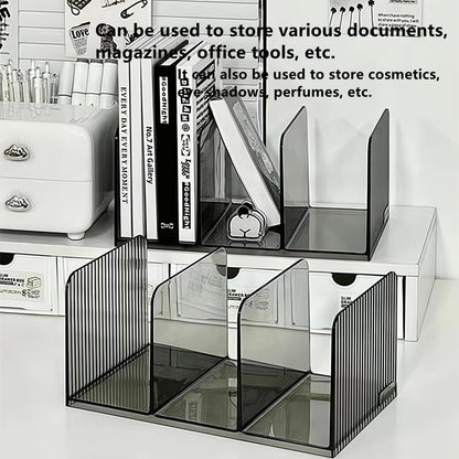 Acrylic Desk File Organizer,Office desktop Folder Mail Organizer,Letter Book record Magazine Holder (gray 2 Pack)
