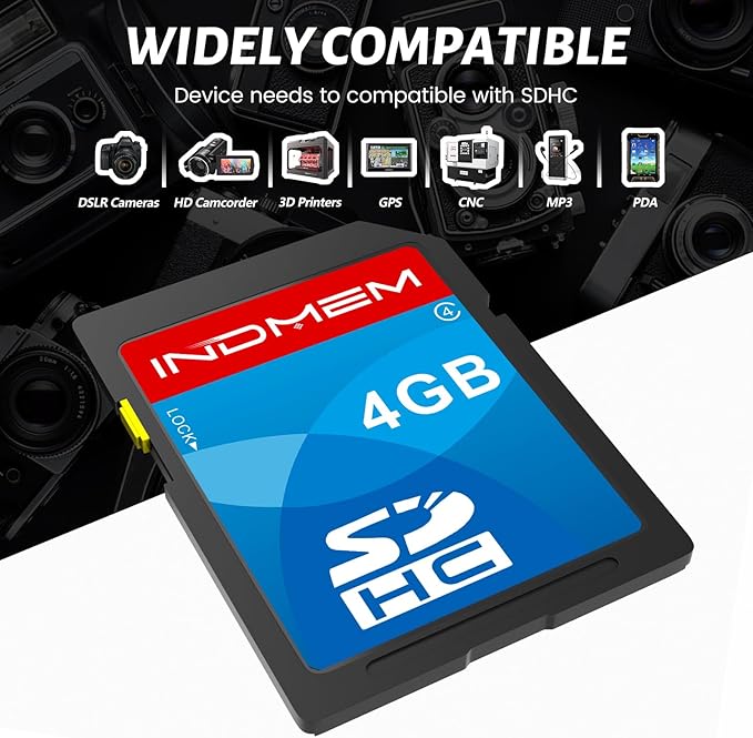 INDMEM SD Card 4GB, 8 Packs Class 4 4GB Flash Memory Card MLC Standard Secure Digital Cards Camera Card