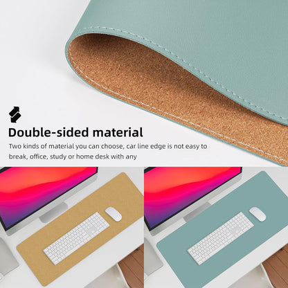 Leather Desk pad Protector, Large Desk mat with Natural Cork & PU Leather,Mouse pad,Non-Slip Office Desk Mat,Waterproof Desk Writing Pad for Office and Home (47in*23.7in, Light Blue)