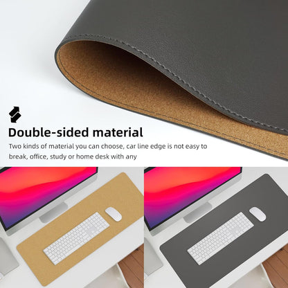 Leather Desk pad Protector, Large Desk mat with Natural Cork & PU Leather,Mouse pad,Non-Slip Office Desk Mat,Waterproof Desk Writing Pad for Office and Home (47in*23.7in,Dark Grey)