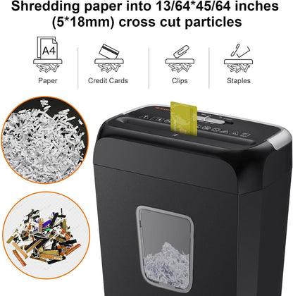 Bonsaii Paper Shredder, 3.4 Gals Wastebasket, 5-6 Sheet Crosscut Shredder for Home Use