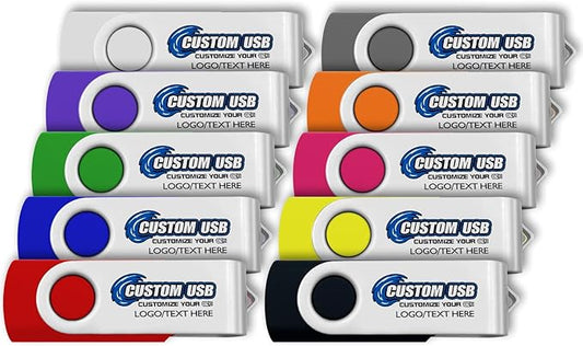 ABLAZE Custom Flash Drive 1GB 100 Pack, Personalized USB Drives Custom USB 2.0 Thumb Drives 100 Pack Memory Stick (Mixcolors)