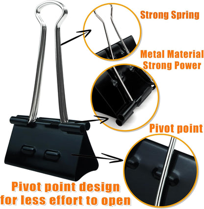 48Pcs Binder Clips(2 Inch), Upgrade Large Binder Clips Heavy Duty Paper Clamps for Office and Home Supplies