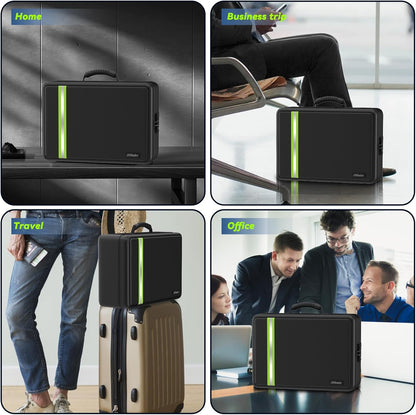 5200℉ Fireproof Document Bag, Insulated Document Box with Lock, Important Document Organizer with Waterproof Zipper, Portable Soft Home Travel Office Safe Storage for Legal/Letter/A4 Files,Black