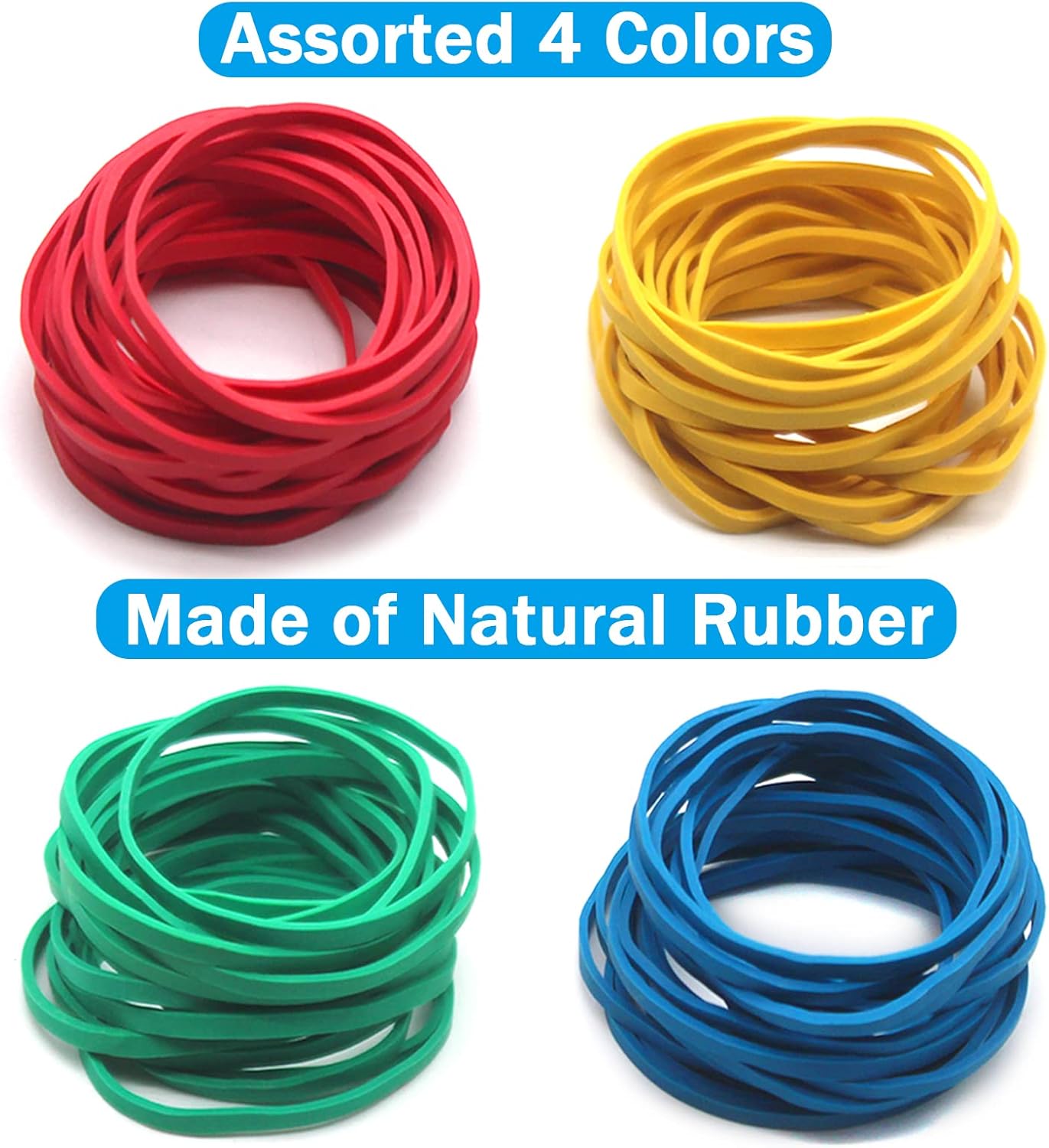 Anvin Rubber Band Ball 180 Around Rubber Bands 150g Elastics Colorful Bands Wrapping Bands Durable Bands for Stationery Document Organizing Stocking Fillers(Assorted Colors in Blue Green Red Yellow)