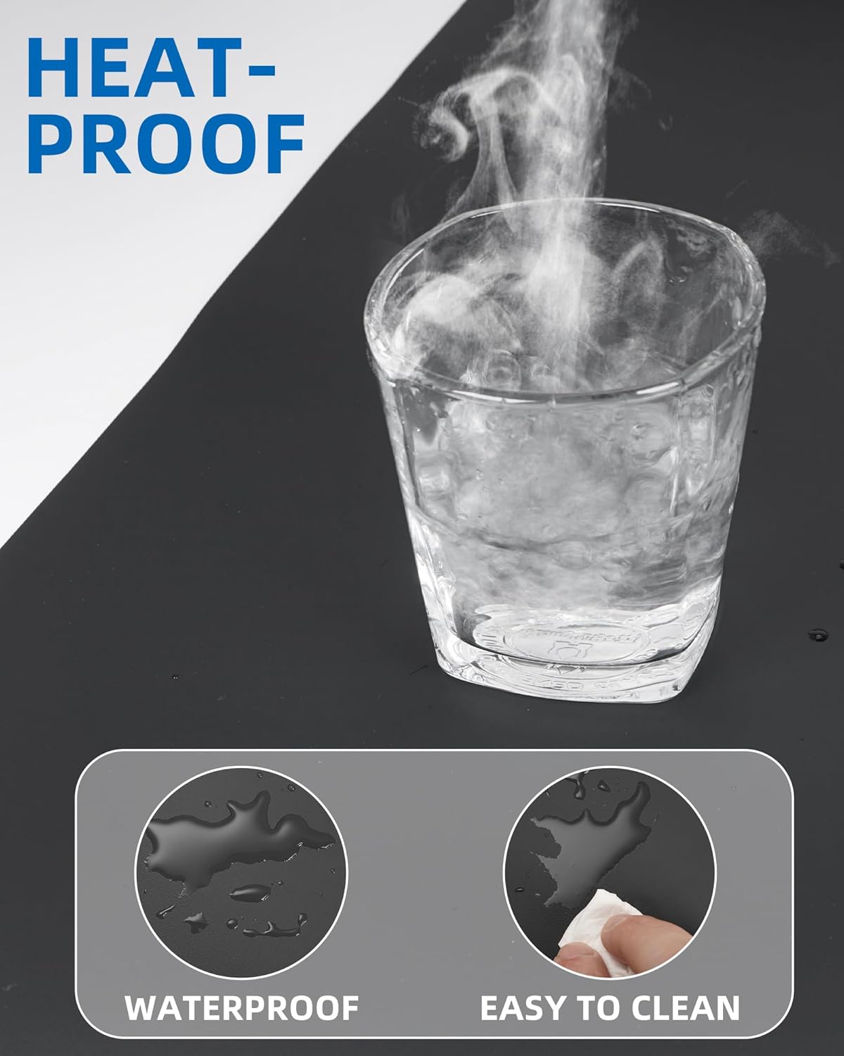 Leather Desk Pad Blotter,Mouse Pad,Office Desk Mat, Non-Slip PU Leather Desk mat,Large Desk mat,Waterproof Keyboard mat for Office/Home/Decor (Black,35" x 17")