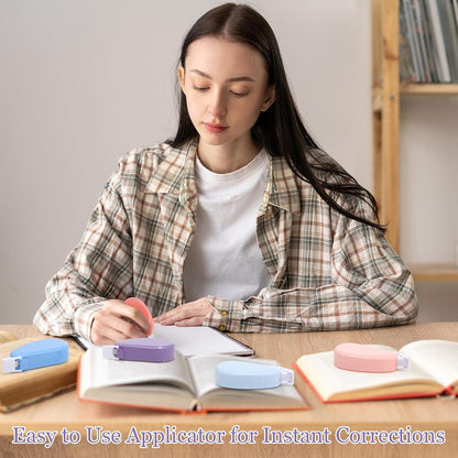 Chivao 100 Pack Mini Correction Tape Bulk Ink Corrector Eraser Tape Set Cute Aesthetic Colorful Instant Correction Applicator for Office School Student Stationery Supplies, 0.2 x 158 Inch (Pastel)