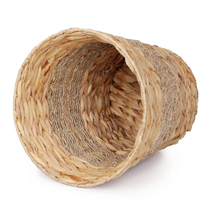 YANGQIHOME Wicker Trash Can with Lid - Water Hyacinth & Seagrass Garbage Can - Handwoven Wicker Waste Basket for Bathroom, Bedroom, Office, Living Room, Laundry Room - 3.8 Gallon