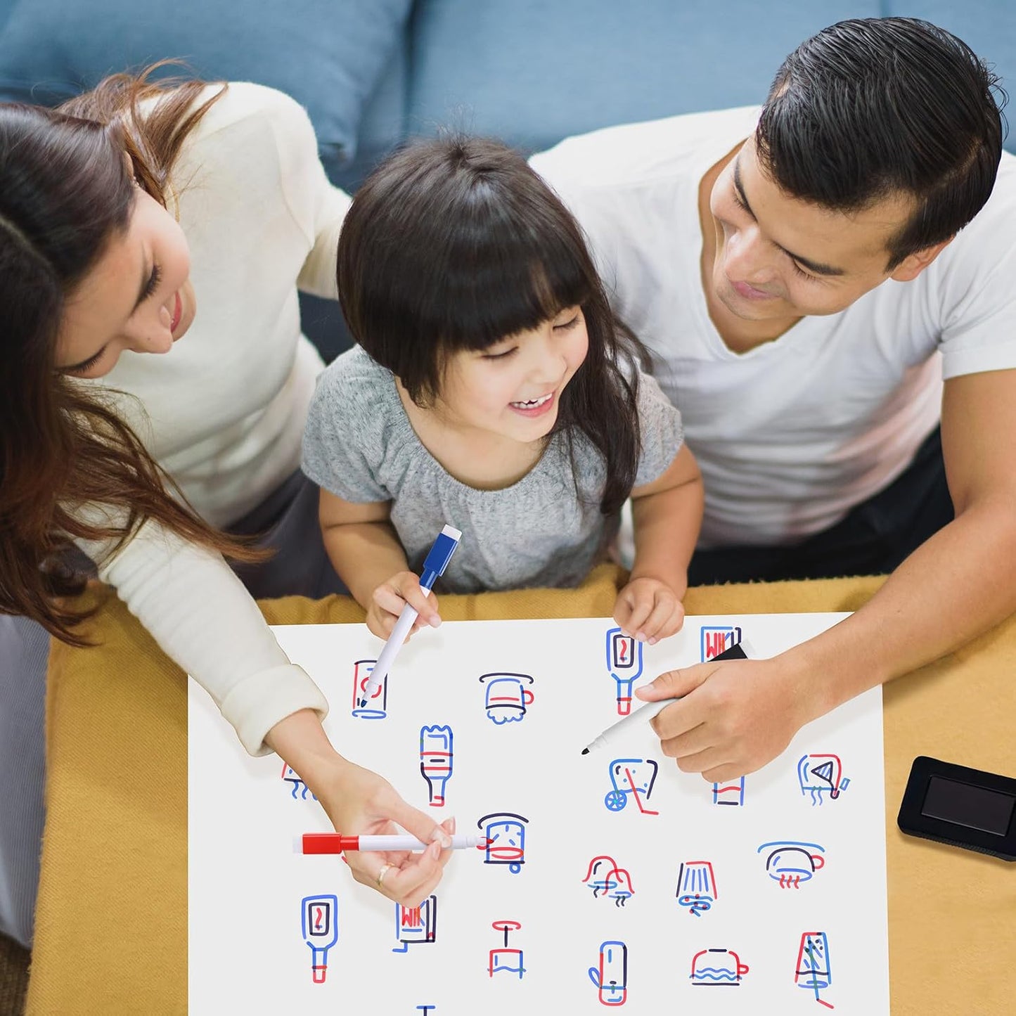 Magnetic Fridge White Board Paper, 12" x 18" Small Dry Erase Board Sheet for Organizer and Planner, Kitchen Refrigerator Whiteboard for Family to-do List, Includes Markers and Eraser