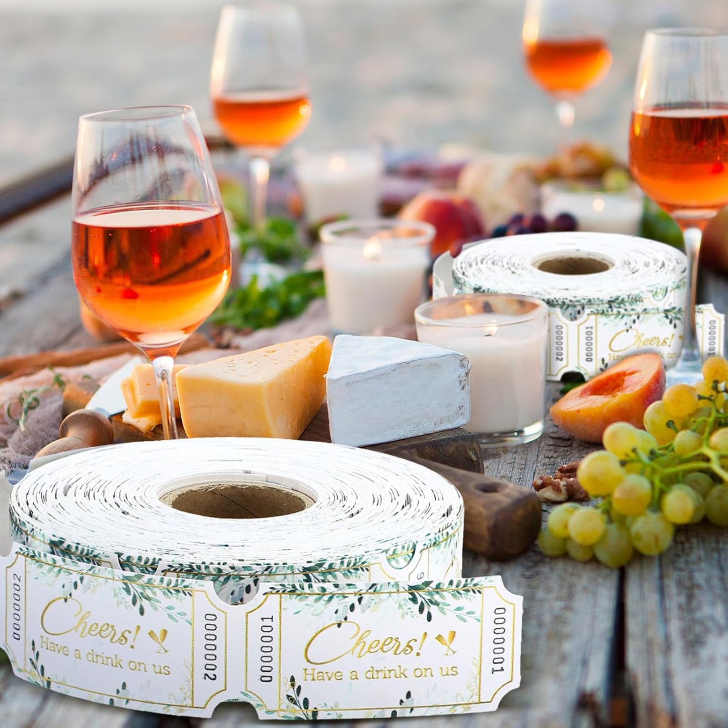 TaoBary 2 Rolls 1000 Pcs Free Drink Ticket Roll Raffle Party Tickets for Events Wedding and Parties(Greenery)