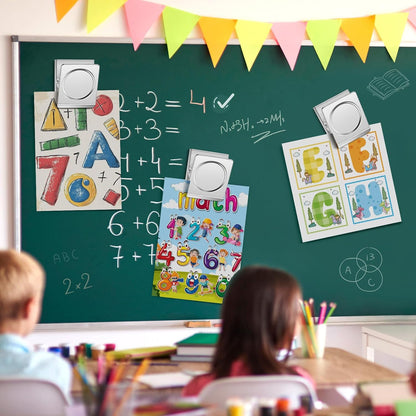 FINDMAG 8 Pack Clip Magnets Extra Large Magnetic Clips, Fridge Magnet Clips, Clip Magnets Great for Home, Office, Whiteboard, Kitchen, Classroom - 2.2 Inch (Silver)